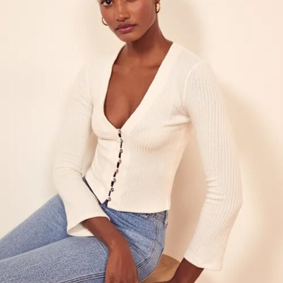 Reformation Tops - Reformation Gellar Knit Top | Ivory | size large